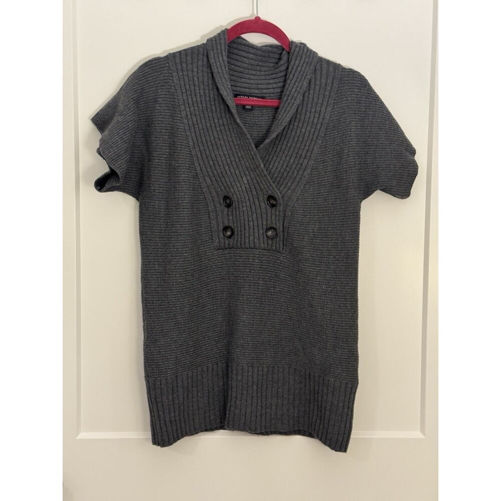 Banana Republic Gray 100% Wool Short Dolman Sleeve Sweater Women's Medium